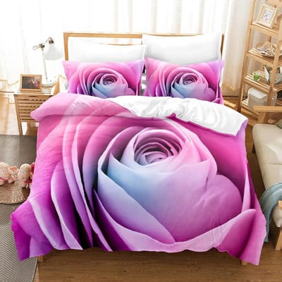 Roze Roos Dekbedovertrek Set Romantisch Thema Valentijnsdag Moederdag Cadeau Beddengoed Set Queen King Size Polyester Dekbedovertrek EU single(135x200cm)