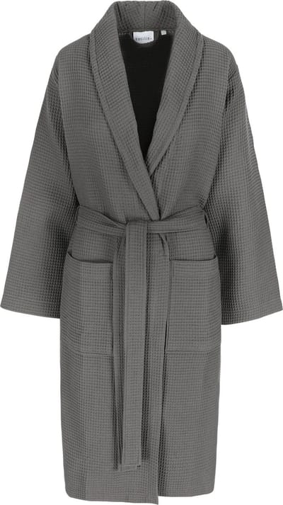 Casilin - Badjas voor Dames en Heren - Maat L - Sauna Wafelbadjas Voor Volwassen - Met riem - Katoen - Absorberend - Wasmachinebestendig - Grijs