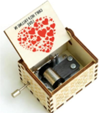 Mini Muziekdoos - Speeldoos Hout - Cadeau Geven - Handbediend Mechanisme - 6.5 x 5 x 4.2 cm - Houtkleur