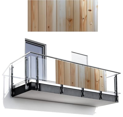 Balkonscherm 200x90 cm - Balkonposter Hout - Planken - Licht - Balkon scherm decoratie - Balkonschermen - Balkondoek zonnescherm