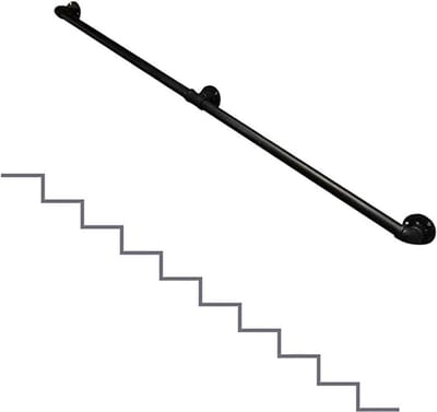 IJzeren Leuning - Veiligheidsgreep Trappen - Veilig Lopen - Industrieel Design - 50cm Lengte - Zwart