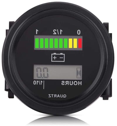 Digitale Accu Urenteller - Batterij Indicator - Accu Status Monitoren - LED Waarschuwingslampjes - 12-72V - Zwart