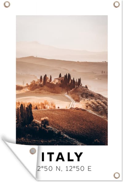 Muurdecoratie Toscane - Italië - Zomer - 120x180 cm - Tuinposter - Tuindoek