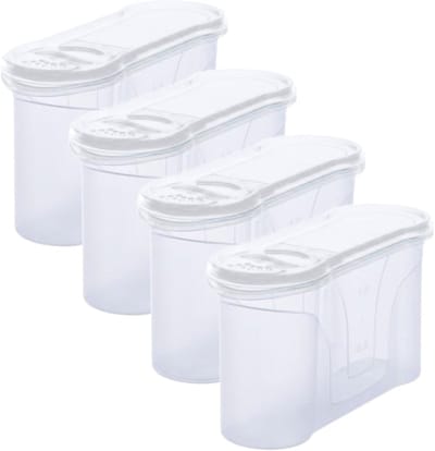 Novaliv Schenktuitblikken 4 STUKS Opbergcontainer voor strooien 1,3 liter - Afmetingen (LxBxH): 22 x 13 x 8,5 cm - Container met deksel 1l voor granen, meel, suikerblikken Keukenorganizer Voedseldoos Maaltijdvoorbereidingsdozen