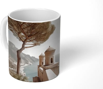 Mok - Koffiemok - Kust - Klif - Boom - Gebouw - Mokken - 350 ML - Beker - Koffiemokken - Theemok