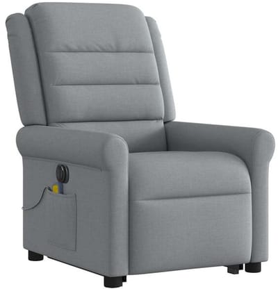 Massagestoel - Relaxfauteuil - Zetel - Sta op stoel elektrisch - Stof - 1 persoons - Met armleuning - Zeer comfortabel - Elektrisch - Lichtgrijs