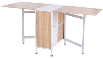 Vouwtafel met 4 vakken - Eiken en Wit 169 x 62 x 75 cm