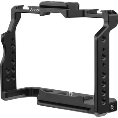Cage pour Appareil Photo Andoer en Alliage d'Aluminium Cage Vidéo avec Doubles Montures Chaussure Froide Nombreux Filetages 1/4 de Pouce Remplacement pour A7IV Black noir