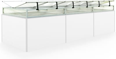 Moestuinbak opzetstuk van aluminium en polycarbonaat Tuinkas plantenbak voor tuin, balkon, met dakvenster kleppen, UV en weerbestendig, 119 x 351 cm