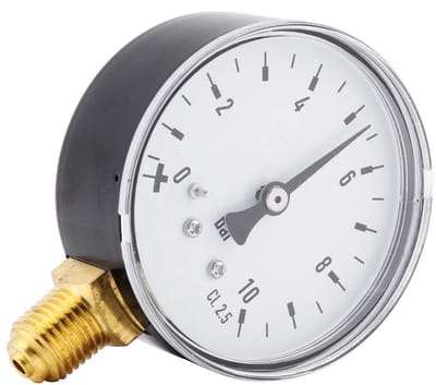 Dailygoods- Manometer waterdruktestmeter 0-10 bar - Drukmeter lucht/olie/gas - 1/4 inch NPT-aansluiting - Zijdelings gemonteerd - Stabiele prestaties