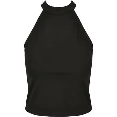 Build Your Brand - Turtle Neck Dames Crop Top - Black maat S