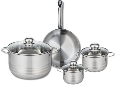 Set van 1 Koekenpan 24 cm en 3 kookpotten 12, 14 en 24 cm Elo Profi Brillant