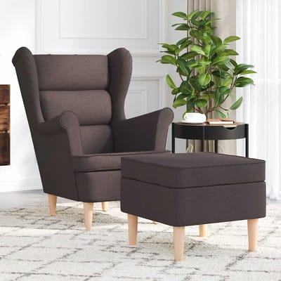 vidaXL Fauteuil met voetenbankje stof donkerbruin