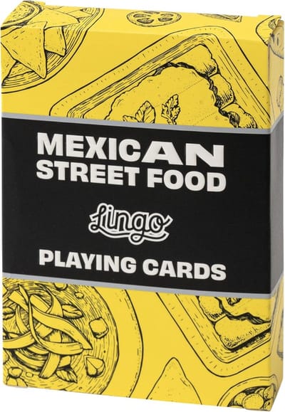 Lingo - Mexicaans straatvoedsel speelkaarten | playingcards | reis flashcards | jong en oud - Mexicaans Street Food Recepten & Tips op een leuke en gemakkelijke manier | Reis Flashcard Deck | 52 essentiële vertalingen - ‎8.99x6.5x1.7 cm 91g