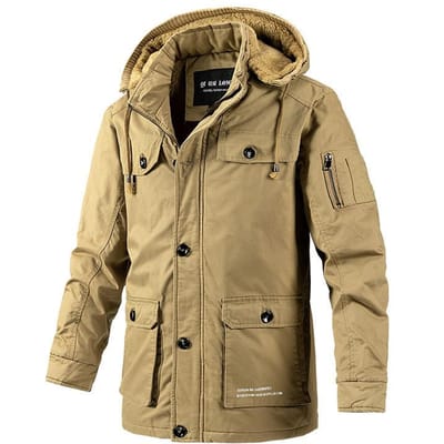 Veste en Coton Lavé pour Homme Nouvelle Automne et Hiver Tendance Slim Vêtement de Travail Plus Velours Épaissi Veste en Coton Hauts pour Homme 4XL beige