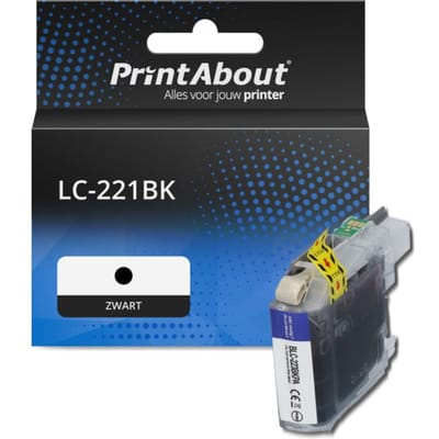 PrintAbout huismerk Inktcartridge LC-221BK Zwart Geschikt voor Brother