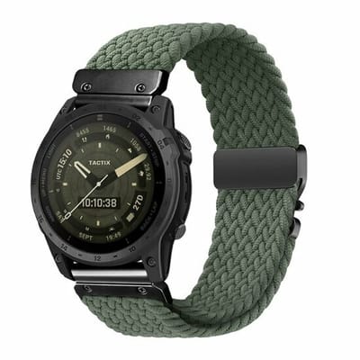 By Qubix - Geschikt voor Garmin bandje - 20mm Quickfit - Braided nylon band met parachute sluiting - Groen - Geschikt voor Garmin Fenix 7s/6s/5s / Instinct 2s / Epix Pro Gen 2 (42mm)