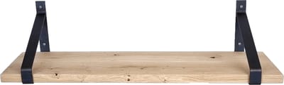 GoudmetHout® Wandplank Industrieel - 40 x 30 cm Muurplank - Eiken Hout - Decoratie Wandrek & Boekenrek - Hangplank Keuken - Wall Shelf + 2 Mat Blanke Plankdragers van Staal
