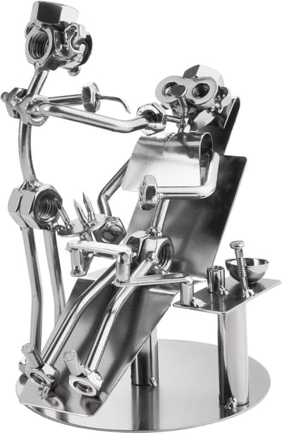 BRUBAKER Schroef Man Tandarts - Handgemaakte IJzer Figuur Metalen Man - Metalen Figuur Geschenk voor Tandartsen, Tandheelkundige Assistenten en Tandheelkundige Verpleegkundigen
