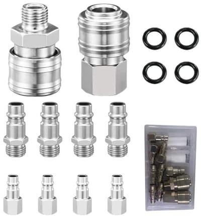 Persluchtkoppelingen Set van 10 - 1/4 inch Snelaansluitingen voor Pneumatisch Gereedschap