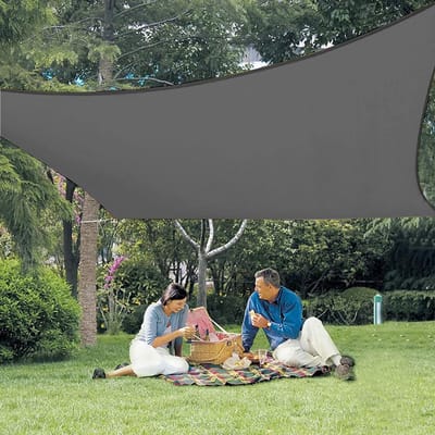 Rechthoekig zonnezeil, 2,5 x 3,5 m, zonwerend zonnescherm, hogedichtheidpolyethyleen (HDPE), UV-bescherming voor terras, tuin, buiten, antraciet