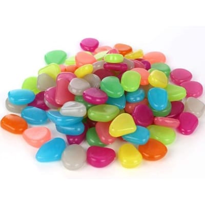 Anyasen 200 Stuks Lichtgevende Kiezelstenen Lichtgevende Steen Multicolor Kiezelstenen Tuin Decoratief Gloeiende Stenen Fluorescerend Decor voor Passe21