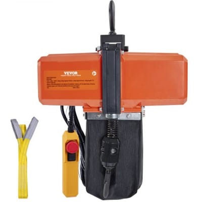 VEVOR elektrische kettingtakel, capaciteit 1100 lbs, hefhoogte 15 ft, snelheid 9,2 ft/min, 230V eenfase bovenloopkraan met G100-ketting, 10 ft kabelafstandsbediening voor garage, winkel, hotel, woning