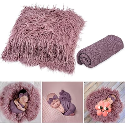 Couverture Enveloppante Ondulée Longue Accessoires de Photographie pour Nouveau-né Couverture DIY Enveloppes pour Nouveau-né Tapis de Photographie pour Bébés Garçons et Filles (Vert foncé) violet