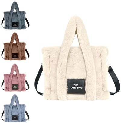 Dailygoods - Aucuu Pluche draagtas voor dames en meisjes, pluizige handtas, zachte crossbodytas, verstelbare schouderriem, grote capaciteit voor winkelen, school, reizen, werk