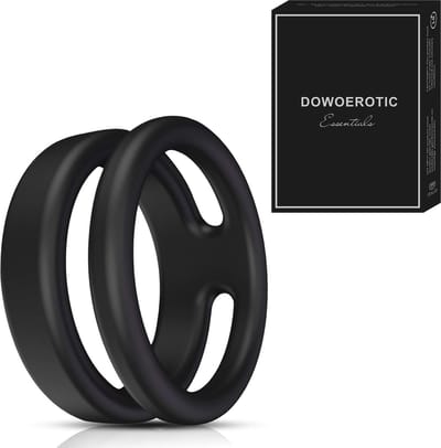 DOWO® - Dubbele Cockring - Penisring - Cock Ring Siliconen – Koppels - BDSM - Sex toys - Seksspeeltje voor Mannen - Zwart