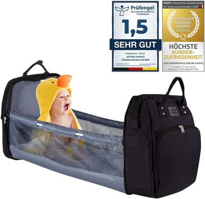 Baby Verzorgingsrugzak - Luierstas Set - Baby Verzorgen - Met Geïntegreerd Bedje - Uniseks - Grijs