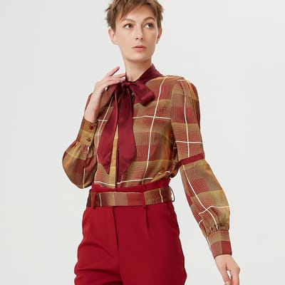 Ascot tie tartan shirt