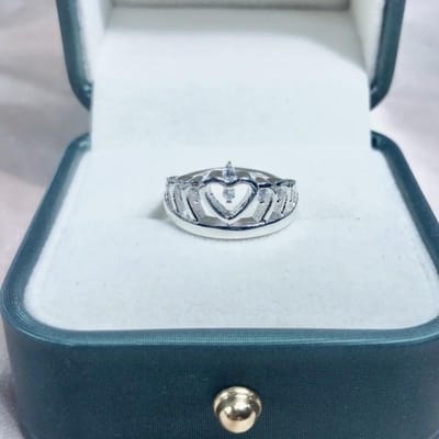 Mode Prinses Kroon Ring Witte Koper Zilverkleurig Ring Sieraden No. 9 white