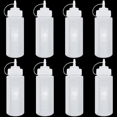 Dailygoods- Knijpfles 450ml - Plastic Knijpfles - Set van 8 - Handig voor sauzen - Perfect voor keukengebruik - Duurzaam materiaal - Sauzenfles