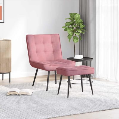 vidaXL - Relaxstoel - met - voetenbank - fluweel - roze