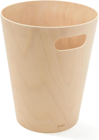 Prullenbak 7.5 Liter met Houten Deksel - Modern Afvalemmertje voor Thuis en Kantoor