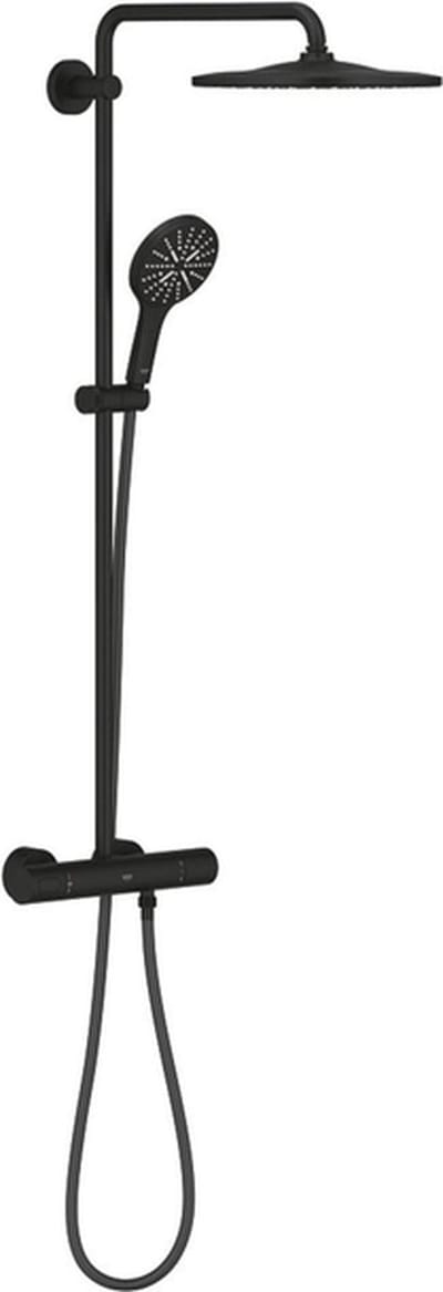Grohe Rainshower douchesysteem thermostatisch met handdouche 3 straalsoorten phantom black