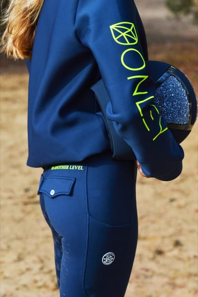 Donley winter paardrijbroek blauw comfortabel full grip mt 26 tm 44 winter rijbroek lekkere warme paardrijbroek