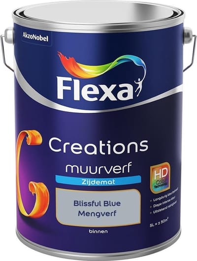 Flexa - Creations Muurverf Zijdemat - Blissful Blue - Mengverf - 5 L