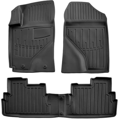 Tapis de sol 3D - SCOUTT - Toyota Corolla Verso 2004-2009 - Caoutchouc Premium - Noir - Sur mesure noir