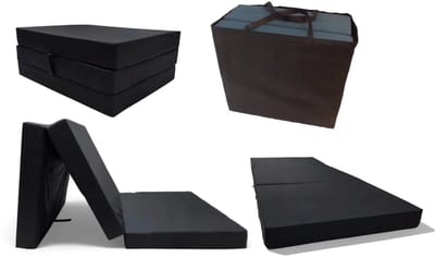 Waterdicht Opvouwbaar Matras 80 x 200 x 10 cm – Schuim Logeermatras, Compact, Draagbaar Reisbed voor Gasten, Camping en Thuisgebruik, zwart