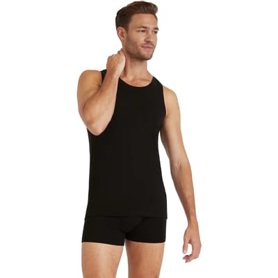 FALKE Daily ClimaWool Singlet sneldrogend wol lyocell top van onderlaag heren zwart - maat XL