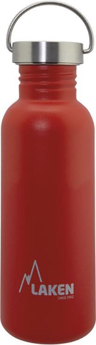 RVS fles 0,75L Basic Steel Bottle Rood - Steel Cap - Laken - roestvrijstaal - waterfles - drinkfles
