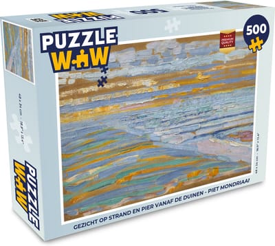 Puzzel Gezicht op strand en pier vanaf de duinen - Piet Mondriaan - Legpuzzel - Puzzel 500 stukjes
