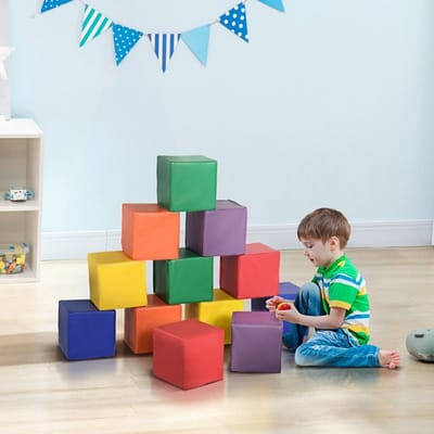 YYchan Zachte Foam Stapelblokken - 12-delige Blokkenset - Kunstleer - Multicolor - 1-3 jaar
