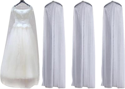 Kledinghoezen - Kledingzakken - Kleding Beschermen - Ademend Gaas Materiaal - 4 Stuks 160cm - Wit