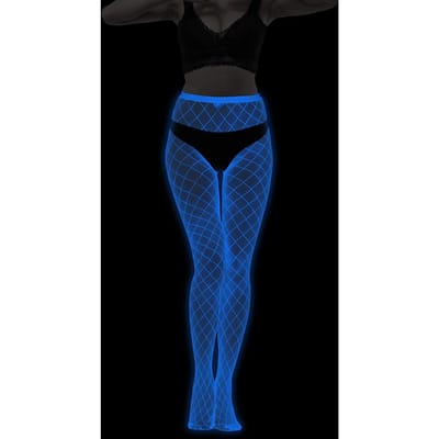 Bleu Luminescent dans le Noir Collant Sexy pour Femme Bodystocking Sous-vêtement Érotique Bas Collants Bas résille Creux One Size blue
