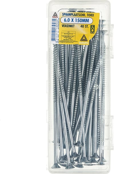 Deltafix spaanplaatschroef platkop / torx / met nibs / type 17 snijpunt verzinkt 6.0 x 150mm 40 st.