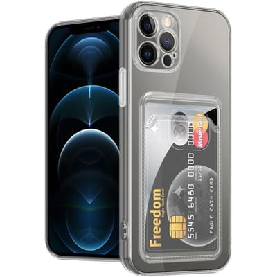 Ceezs telefoonhoesje geschikt voor Apple iPhone 12 / 12 Pro transparant hoesje met pasjeshouder - ruimte voor pasjes