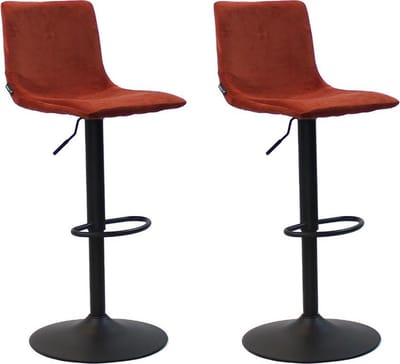 Bronx71® Velvet barkruk Frenkie koper 59-76 cm - Barkrukken set van 2 - barstoel